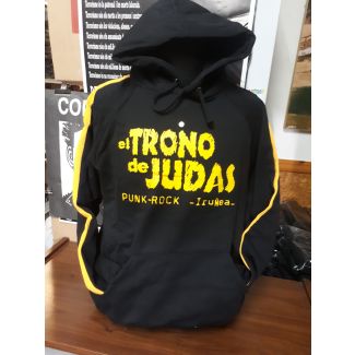 EL TRONO DE JUDAS logo franja amarilla mangas Sudadera Sin Cremallera con Capucha Combinada 